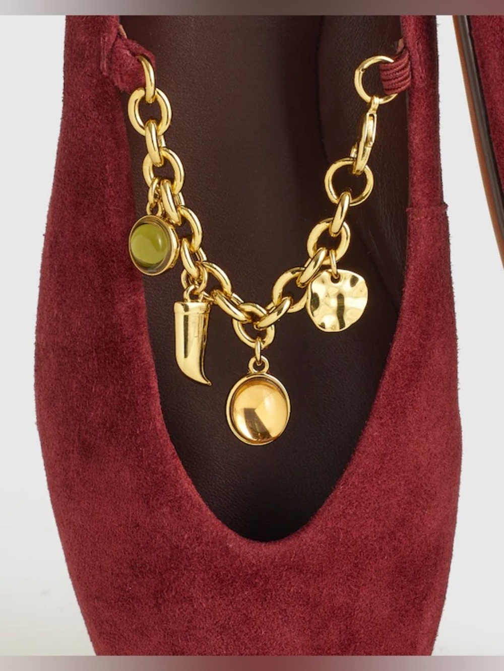 Madewell NWT The Remy Mary Jane Flat Chain Charm Strap in Suede Sangria Size 8 - Picture 2 of 9